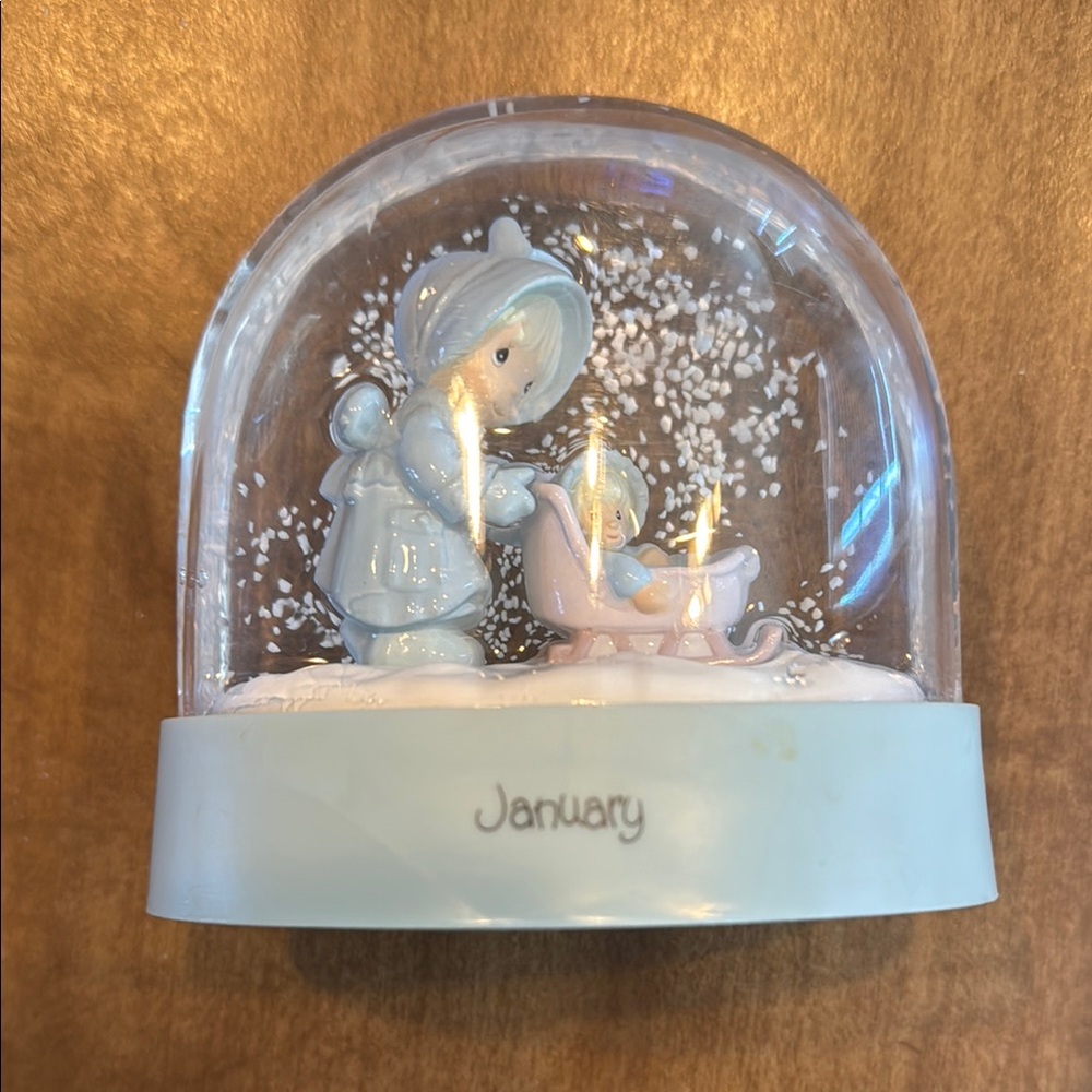 Precious Moments January Snow Globe - Blue and White